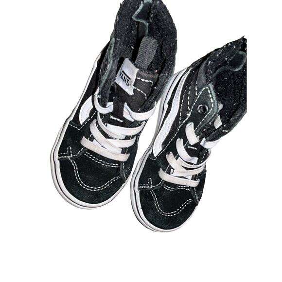 VANS Sk8-Hi Toddler Size‎ 6 Shoes Black White Canvas Sneakers Kids Unisex - Picture 7 of 9